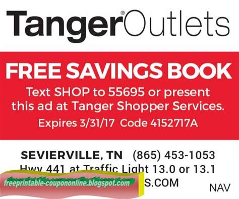 tanger outlets coupon.